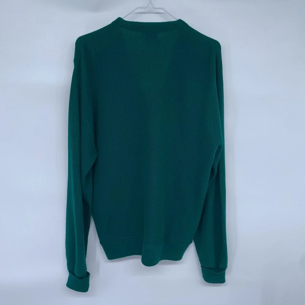 Green Vintage Izod Knit Cardigan Sweater XL‎ Grandpa Preppy Golf Tennis USA Made